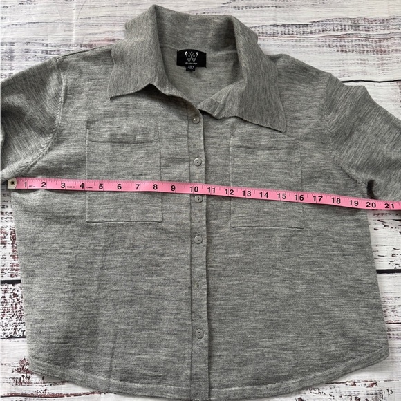 Anthropologie Six Crisp Days Gray Cardigan Sweater Collared XS Wool Blend - Picture 4 of 6